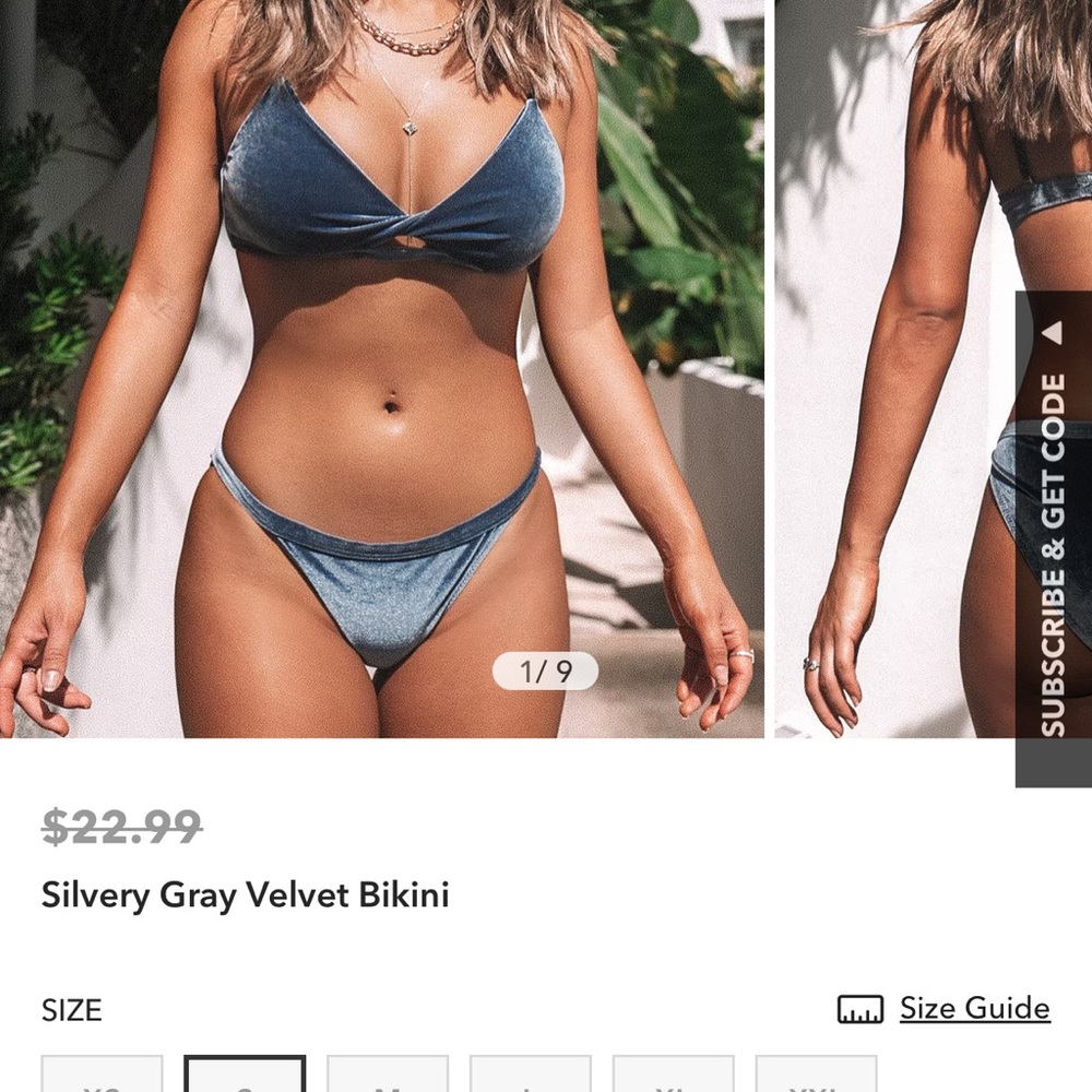 Cupshe Silvery Grey Velvet Bikini